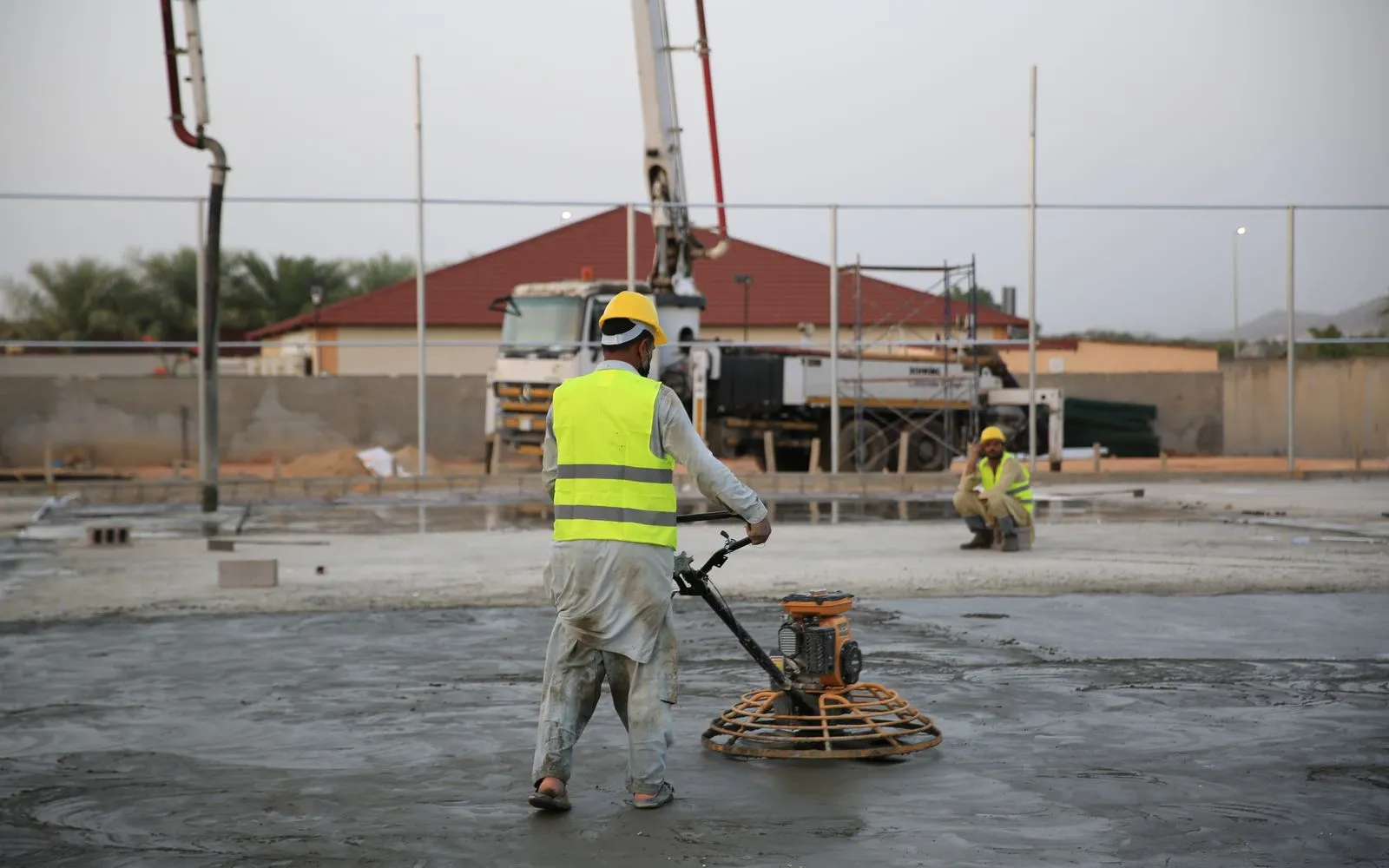 Concrete being poured on a construction site