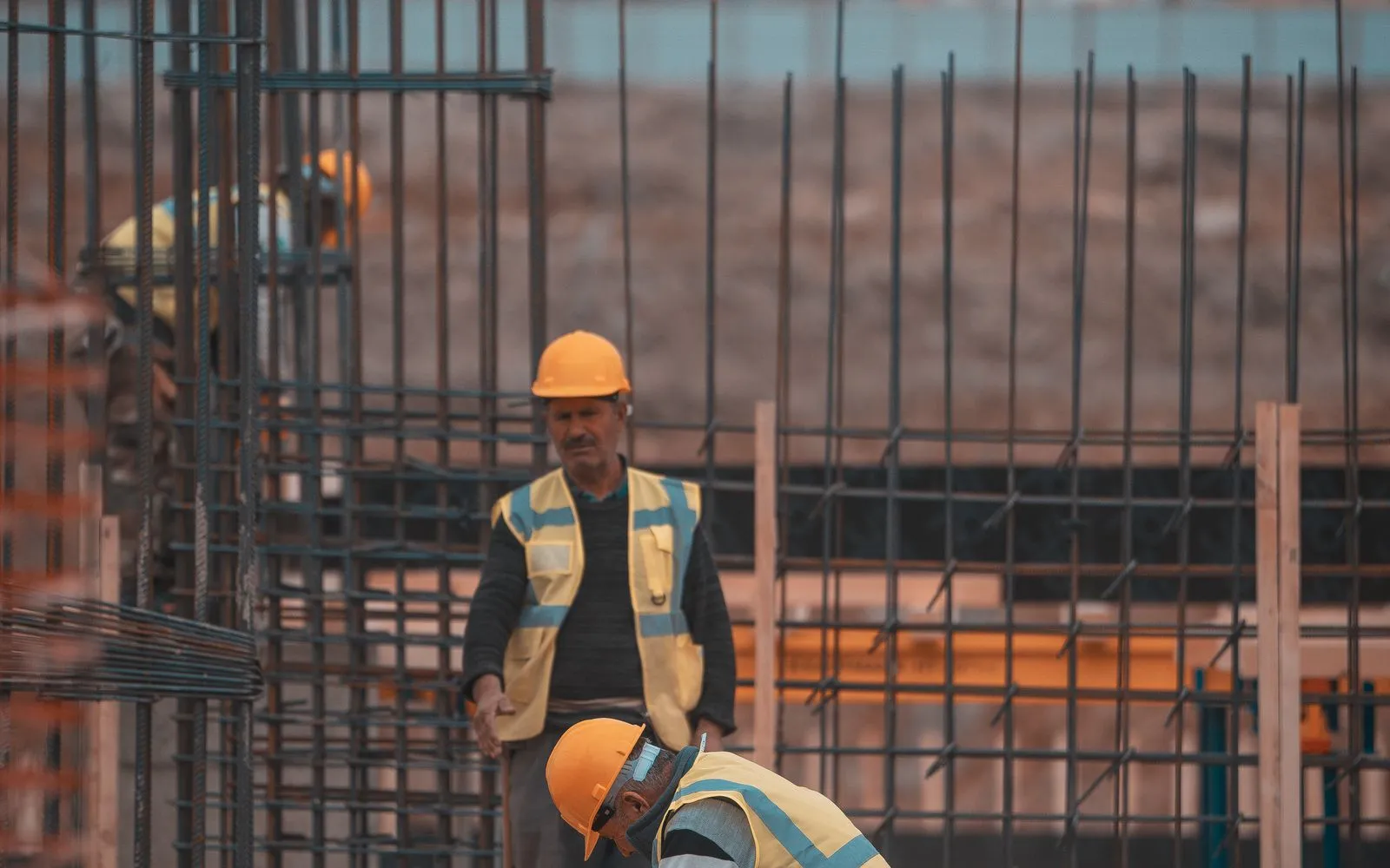 Steel reinforcement bar on a UK construction site